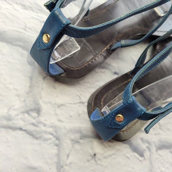 Diane von Furstenberg DVF Blue T-strap Sequin Colorblock Sandal size 6 1/2 - Picture 6 of 16